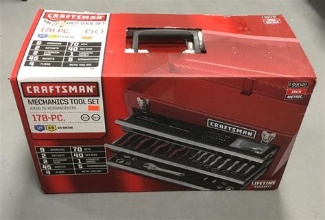 craftsman 178 piece mechanics tool set with metal hand box|Craftsman 178 Piece Mechanics Tool Set with 21 Inch Metal Tool .